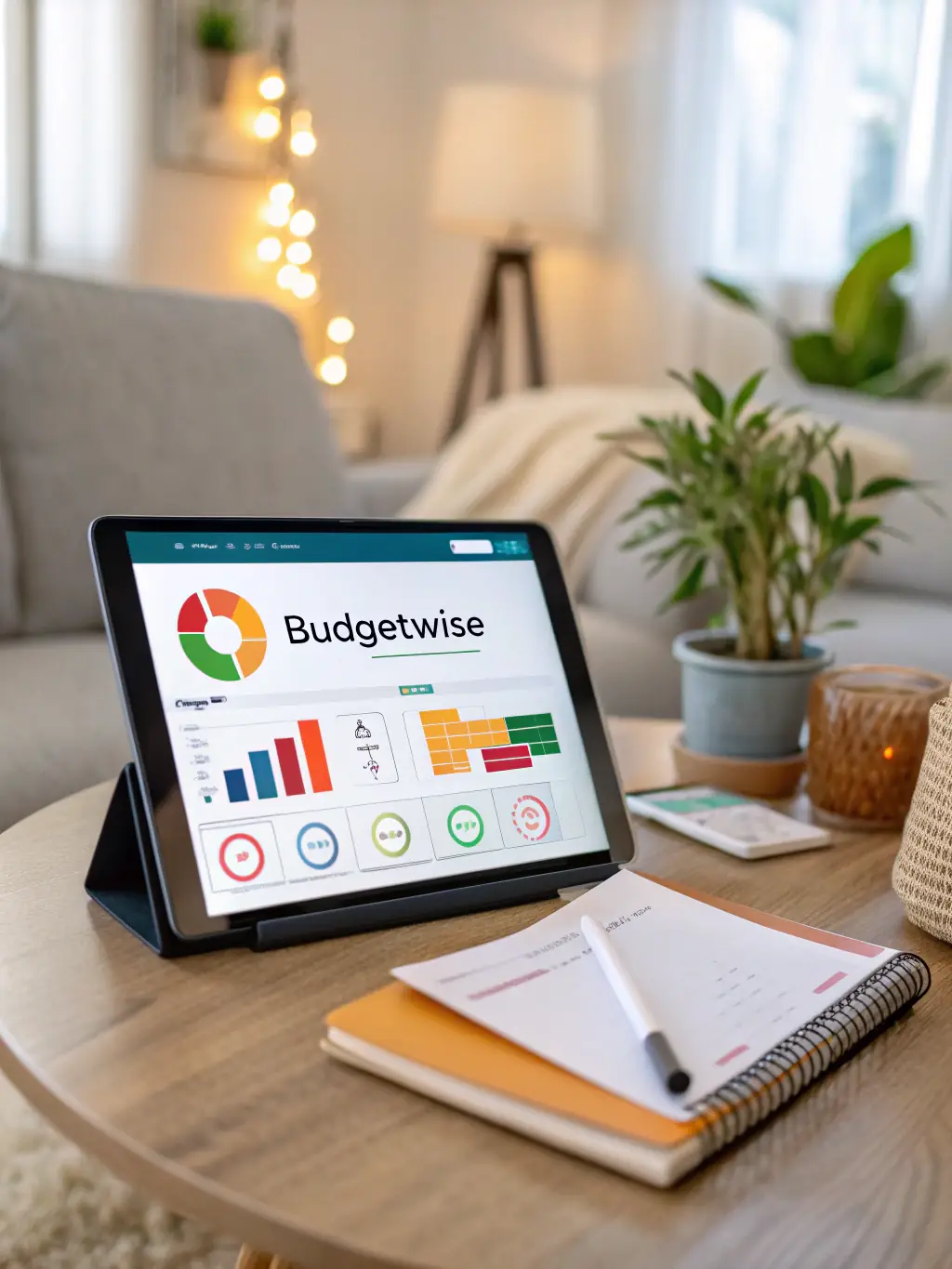 A tablet displaying a well-organized dashboard with financial tools and resources, representing online resources.